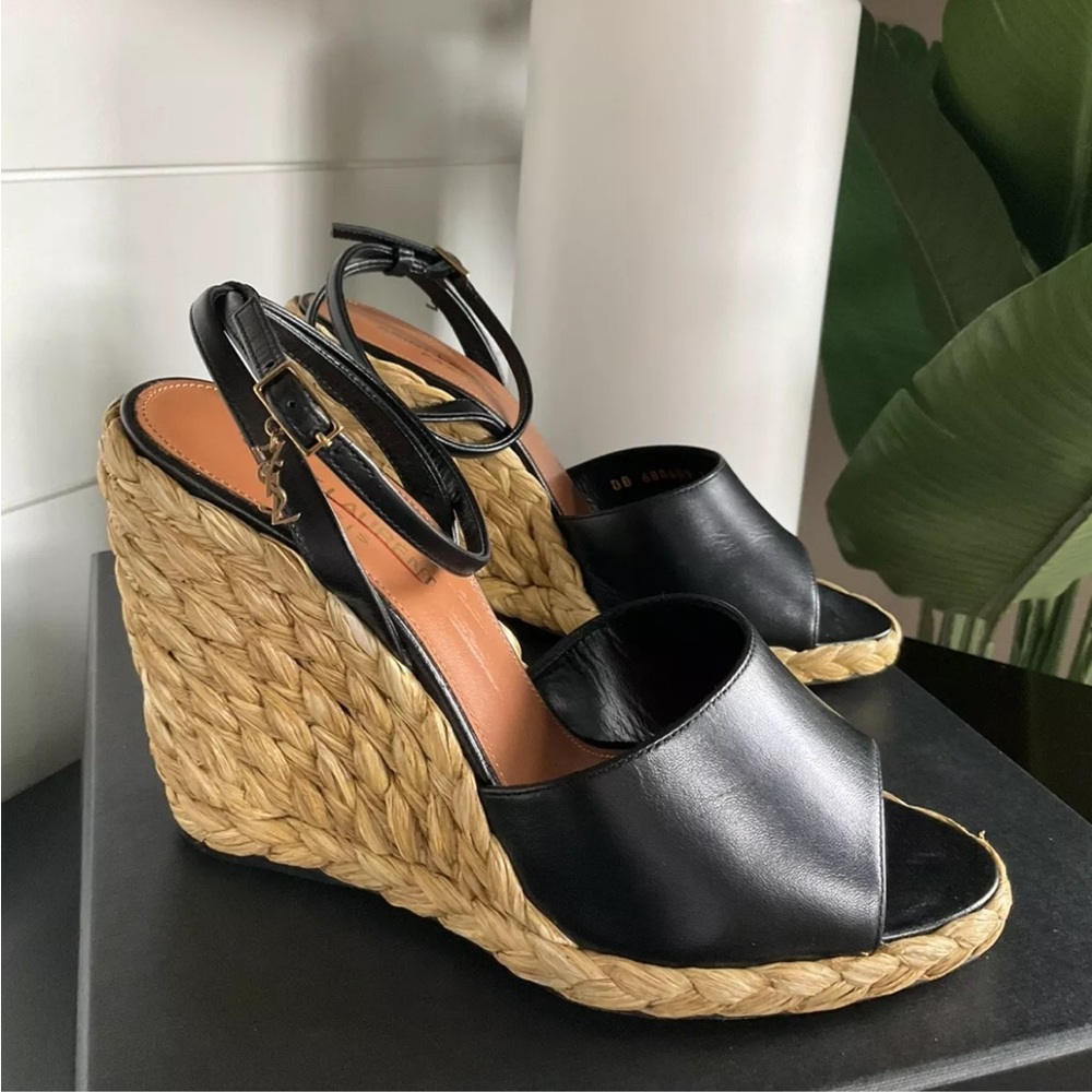 Yves Saint Laurent Paloma Wedge Sandals with Ankle Strap